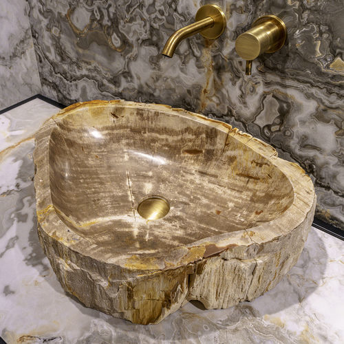 Vasque à poser - Stone Tree - CIPI' - en bois fossilisé / fait main / ronde