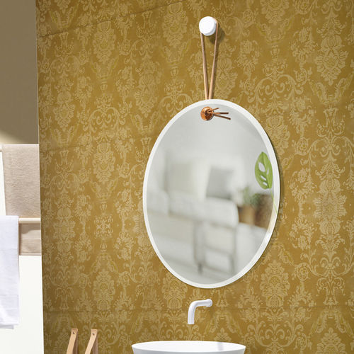 Miroir de salle de bain suspendu - Le Cuir - CIPI' - contemporain / rond / ovale