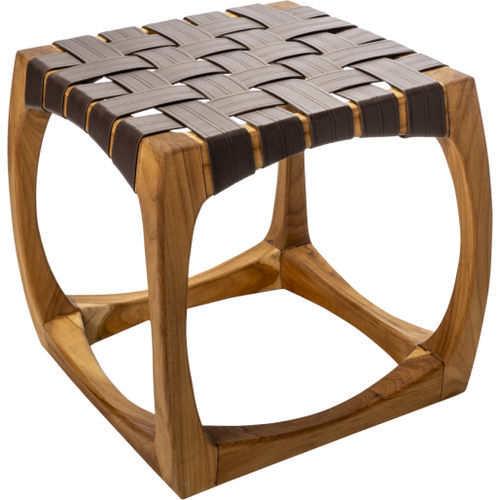 Tabouret contemporain - Invilla  - CIPI' - en tissu synthétique / avec piètement en teck / tapissé