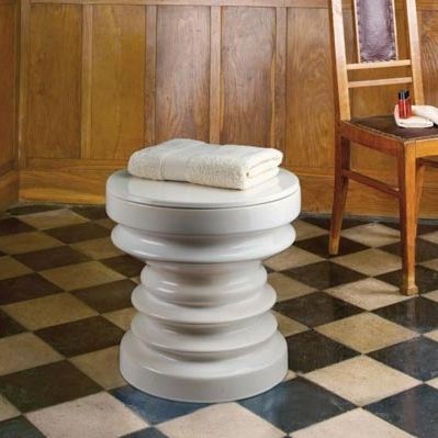 Tabouret contemporain - ZIG ZAG - HOM - en céramique / avec piètement en céramique / piètement central