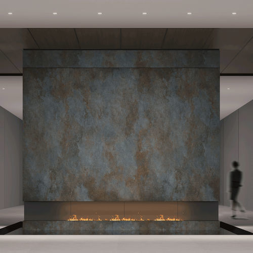 Habillage de cheminée contemporain - IRON   - NABEL GROUP - en porcelaine / bleu / marron