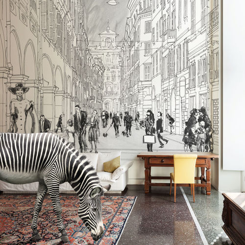 Papier peint contemporain - CITY OF LOVE - Tecnografica Italian Wallcoverings - en fibre de cellulose / panoramique / motif urbain