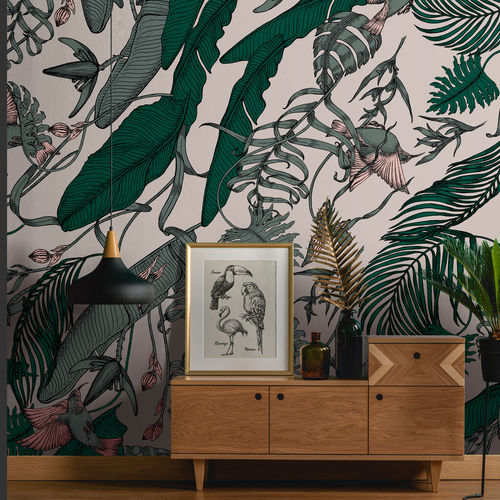 Papier peint contemporain - TROPICAL FOLIAGE - Tecnografica Italian Wallcoverings - en fibre de cellulose / en textile non-tissé / en fibre de verre