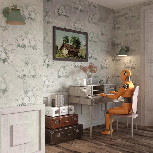 Papier peint vintage - BETH - Tecnografica Italian Wallcoverings - en fibre de cellulose / en textile non-tissé / en fibre de verre