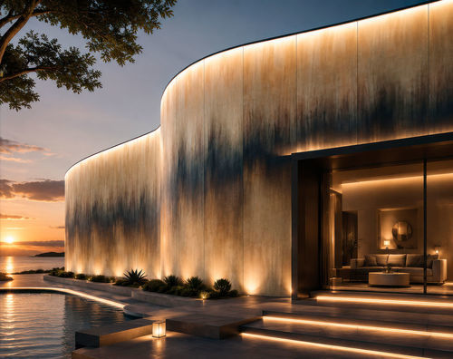 Bardage en panneaux - ULTRALIGHT FAÇADE: LAMIERA FIAMMATA - Tecnografica Italian Wallcoverings - en aluminium / à clins / vertical