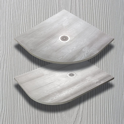 Receveur de douche d'angle - SEMICIRCOLARE - THERMO DESIGN - à poser / extra plat / en bois
