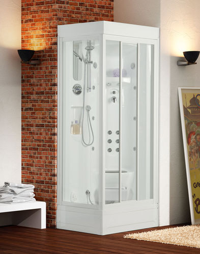 Cabine de douche multifonction - LINOSA - THERMO DESIGN - en verre / à portes coulissantes / carrée