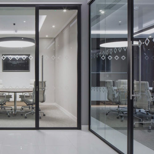 Panneau en verre trempé - GLASSWALLS SIMPLE - CARVART - feuilleté / gravé à l'acide / pour cloison