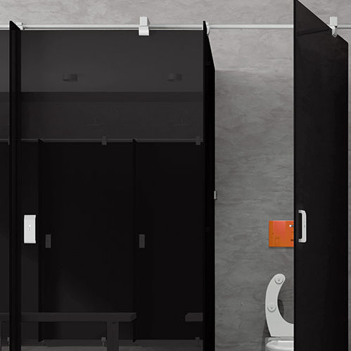 Cabine sanitaire en verre - GLASSBOX - CARVART - en aluminium / pour WC / pour établissement public