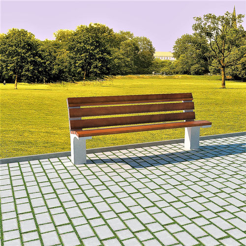 Banc public contemporain - UNIT - Mago Urban - en bois / en béton / avec dossier