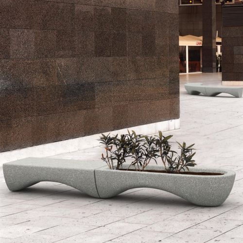 Jardinière en béton - WAVES J - Mago Urban - avec banc intégré / contemporaine / pour espace public