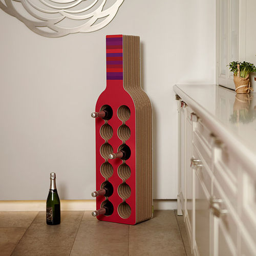 Range-bouteille en carton - MINIBODEGA - Kubedesign - à poser / rouge
