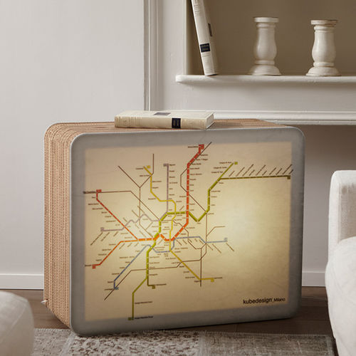 Table d'appoint design original - METRÒ - Kubedesign - en méthacrylate / en carton / rectangulaire