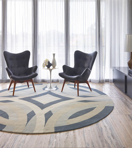 Tapis contemporain - SAINT TROPEZ - Greg Natale - à motif géométrique / en laine du Tibet / rond
