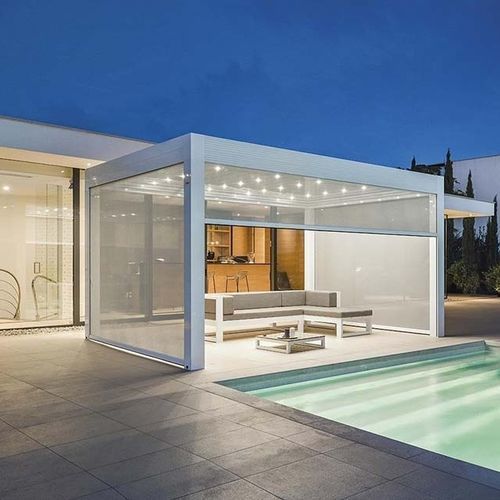 Pergola autoportée - Varia - Van Hoof - adossée / en aluminium thermolaqué / à lames orientables