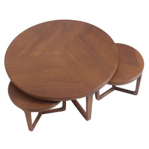 Table basse contemporaine - UCHTA - ALANKARAM - en chêne / en laiton / ronde