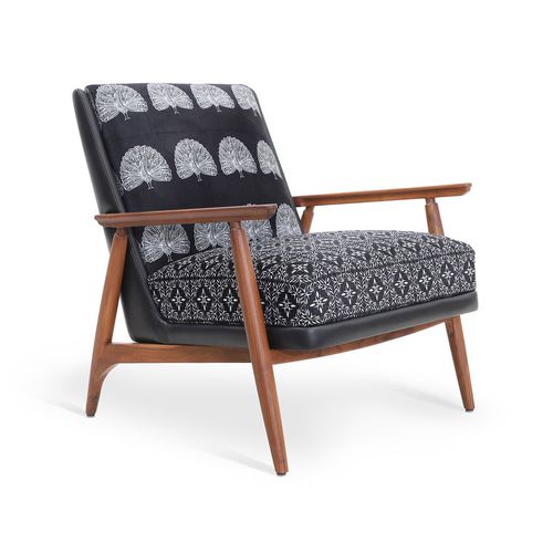 Fauteuil contemporain - ARONUI - ALANKARAM - en tissu / noir / de salon