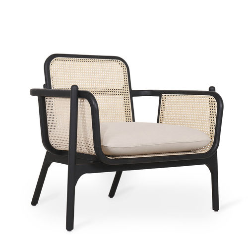 Fauteuil contemporain - BANGO - ALANKARAM - en tissu / en rotin / bois