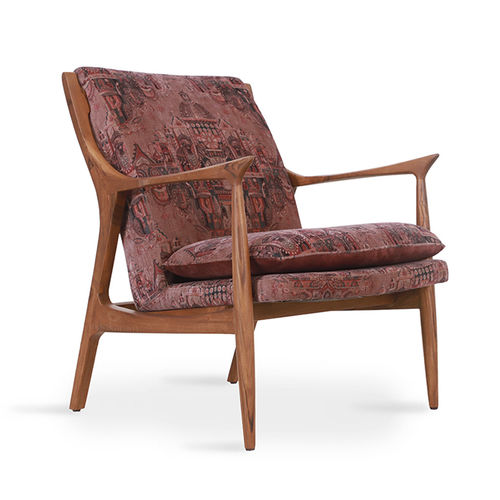 Fauteuil contemporain - CRAFF - ALANKARAM - en cuir / en tissu / bois