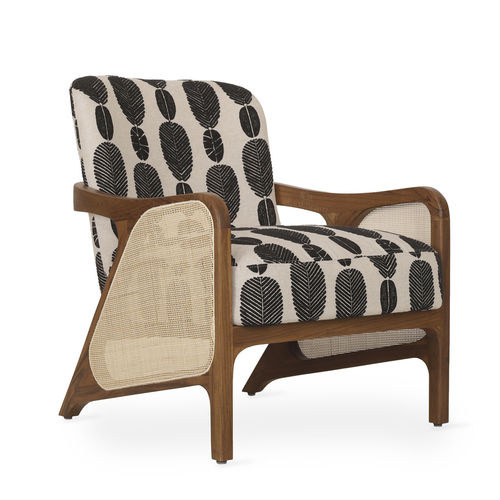 Fauteuil contemporain - EGRI - ALANKARAM - en tissu / bois / blanc