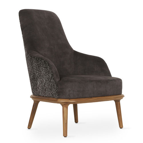 Fauteuil contemporain - IYI - ALANKARAM - en tissu / en teck / à dossier haut