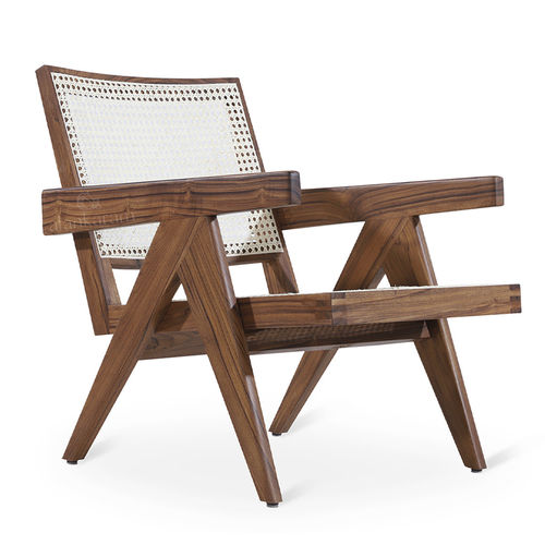 Fauteuil contemporain - JEANNERET - ALANKARAM - en tissu / bois / blanc