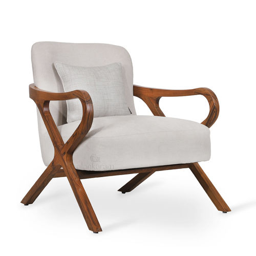 Fauteuil contemporain - PATAHI - ALANKARAM - en tissu / bois / blanc