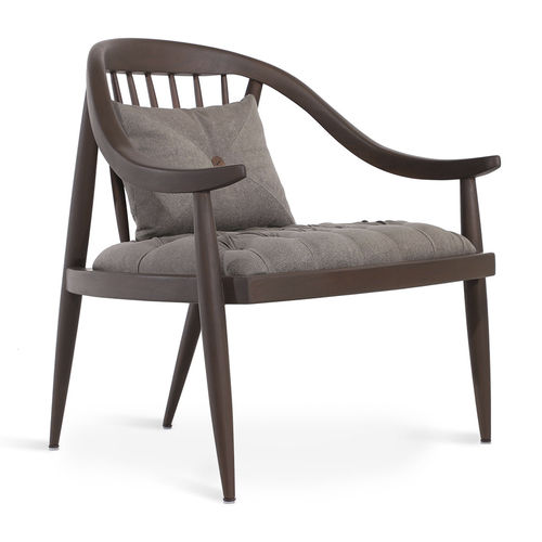 Fauteuil contemporain - VAKRA - ALANKARAM - en cuir / en tissu / bois