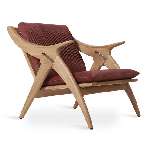 Fauteuil contemporain - ROCNIK - ALANKARAM - en tissu / en rotin / rouge