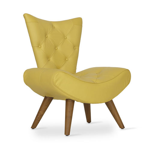 Fauteuil contemporain - PAPAKI - ALANKARAM - en tissu / jaune / de salon