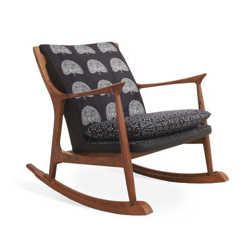 Fauteuil contemporain - RURU - ALANKARAM - en tissu / en teck / noir