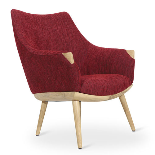 Fauteuil contemporain - UCHO - ALANKARAM - en tissu / tapissé / rouge