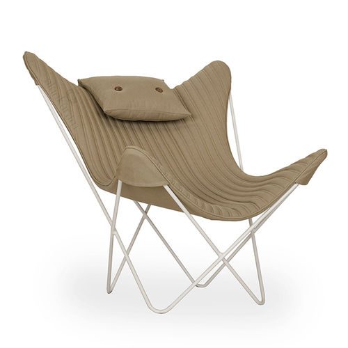 Fauteuil contemporain - KABO - ALANKARAM - en cuir / en métal / beige