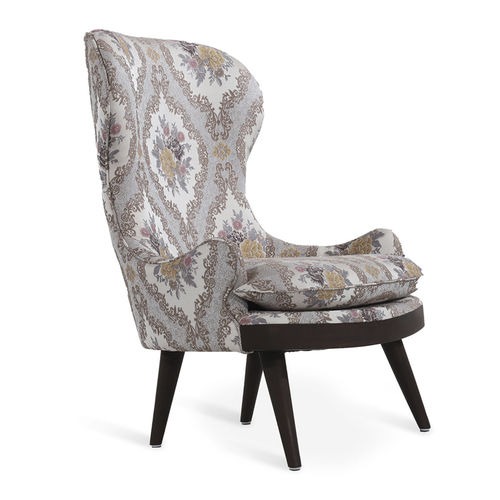 Fauteuil contemporain - Dubu - ALANKARAM - en tissu / en teck / à dossier haut
