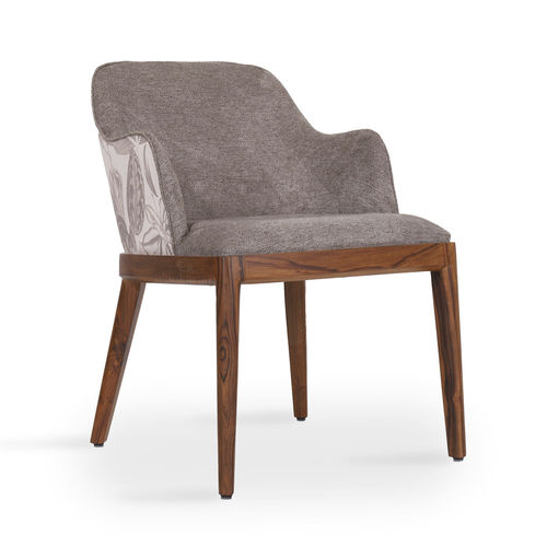 Chaise de salle à manger contemporaine - OZLU - ALANKARAM - d'intérieur / en tissu / avec piètement en bois