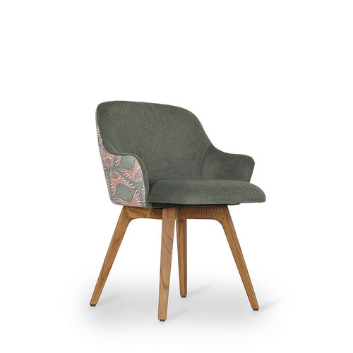 Chaise de salle à manger moderne - KISASA - ALANKARAM - de salon / en tissu / avec piètement en bois