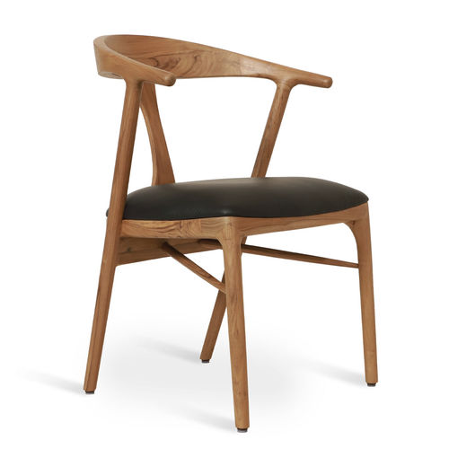 Chaise de salle à manger contemporaine - PLOOT - ALANKARAM - d'intérieur / en teck / en tissu