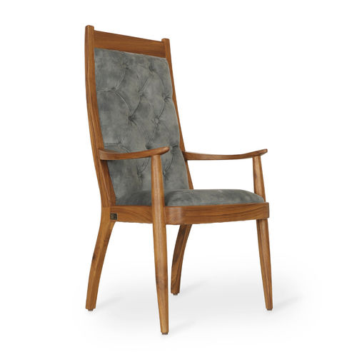Chaise de salle à manger contemporaine - PRANSHU - ALANKARAM - d'intérieur / en tissu / avec piètement en bois