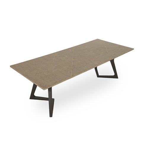 Table à manger contemporaine - BETONA - ALANKARAM - en pierre / avec piètement en teck / rectangulaire