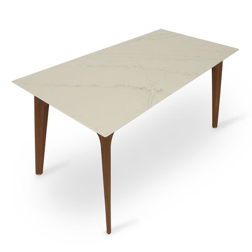 Table à manger contemporaine - UVALA - ALANKARAM - en pierre / en marbre / avec piètement en teck