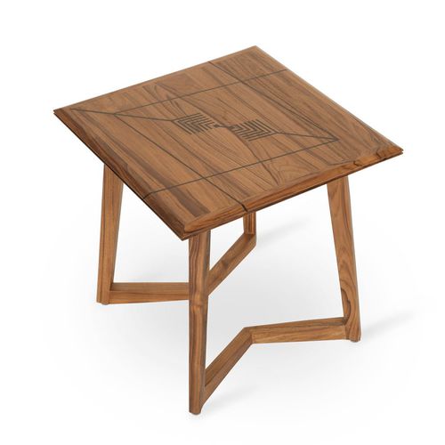 Table d'appoint traditionnelle - BOYE - ALANKARAM - en teck / avec piètement en teck / carrée