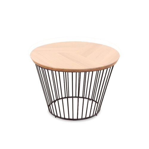 Table d'appoint contemporaine - DUVAR - ALANKARAM - en bois massif / avec piètement en métal / ronde