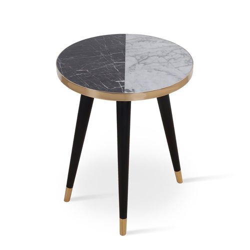 Table d'appoint contemporaine - RABI - ALANKARAM - en laiton / en pierre / avec piètement en laiton