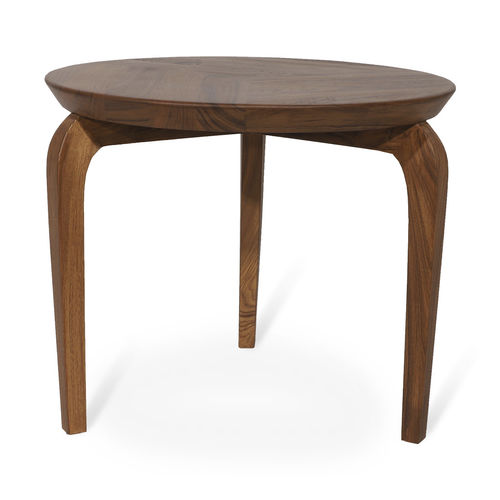Table d'appoint contemporaine - TOHA - ALANKARAM - en teck / avec piètement en teck / ronde