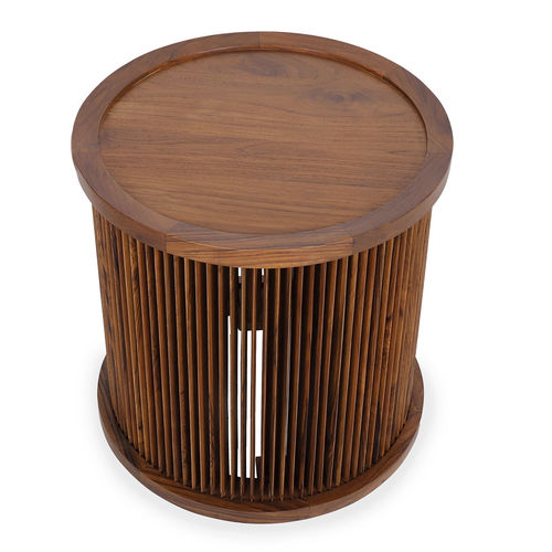 Table d'appoint contemporaine - IJUS - ALANKARAM - en teck / avec piètement en teck / ronde