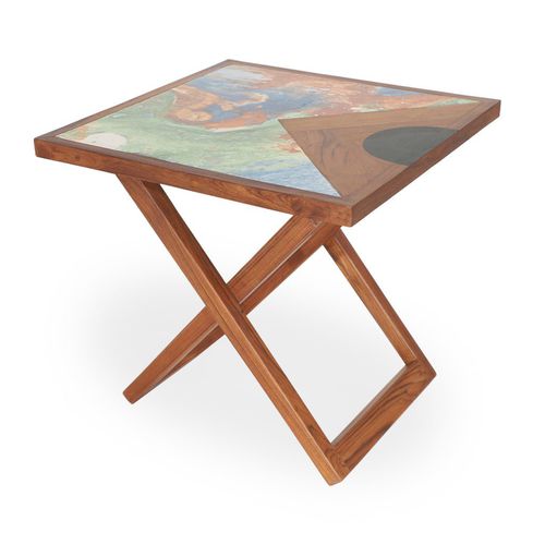 Table d'appoint moderne - DEBI - ALANKARAM - en teck / avec piètement en teck / carrée