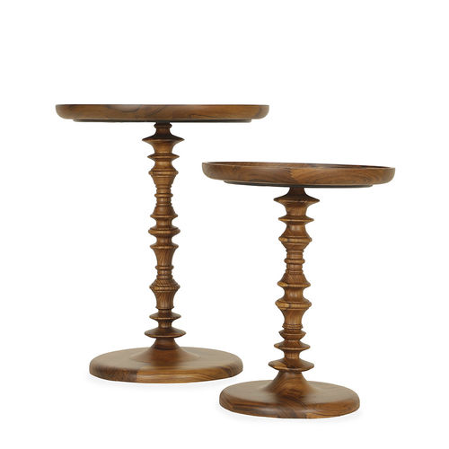 Table d'appoint contemporaine - PARINAYA - ALANKARAM - en teck / avec piètement en teck / ronde