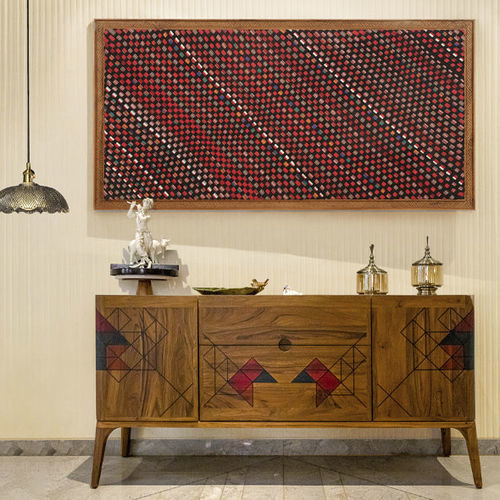 Ensemble TV mural contemporain - FOLIGA - ALANKARAM - en teck / avec rangement intégré / pour stockage