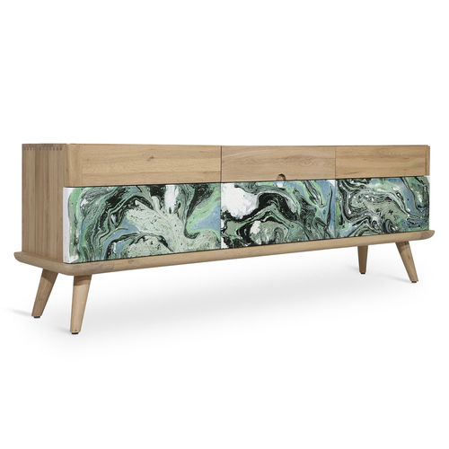 Ensemble TV mural contemporain - KAPP - ALANKARAM - en bois massif / avec rangement intégré