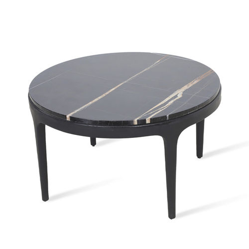 Table moderne - IKHOLA - ALANKARAM - en bois massif / en marbre / avec piètement en bois massif